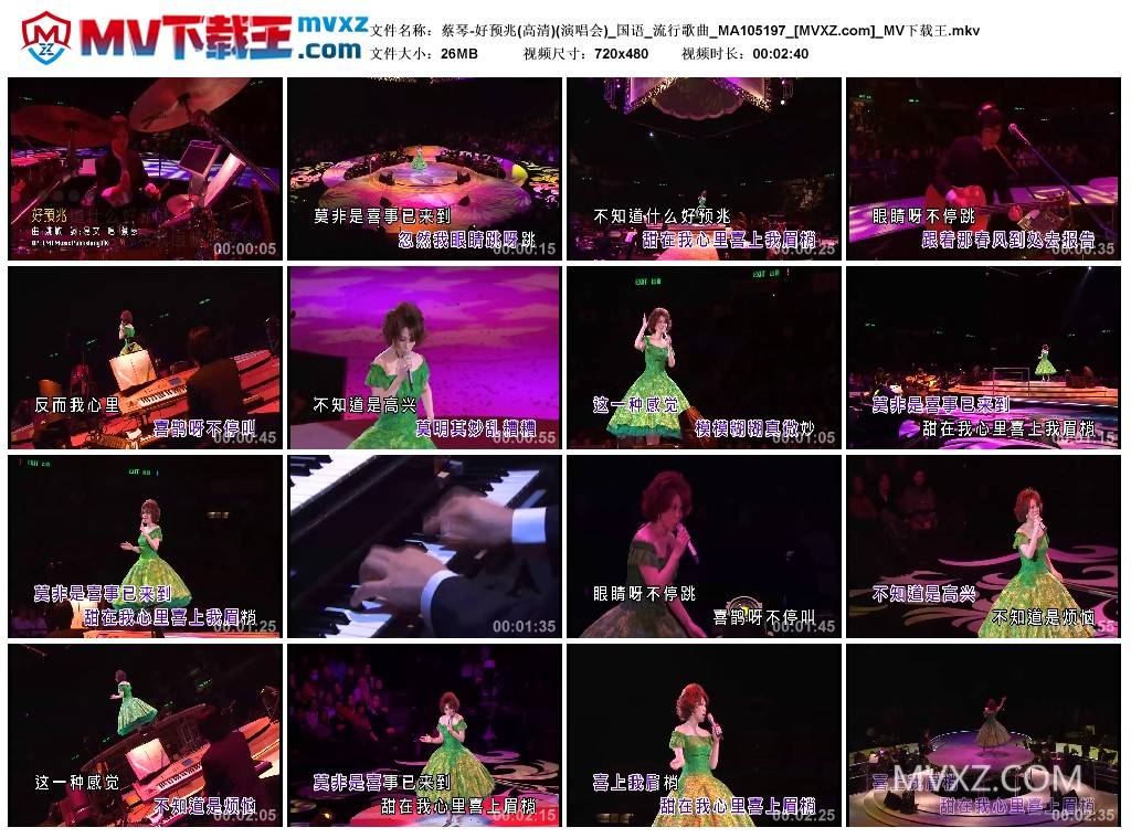 蔡琴-好预兆(高清)(演唱会)_国语_流行歌曲_MA105197